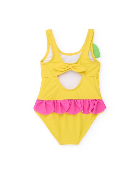 Maillot de bain fille en maille avec feuilles en relief Jaune 3 - vertbaudet enfant 