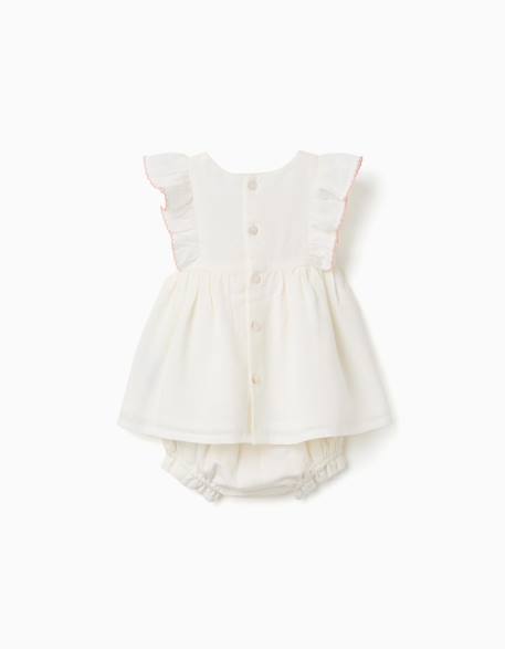Robe en coton et lin + bloomer Blanc 2 - vertbaudet enfant 