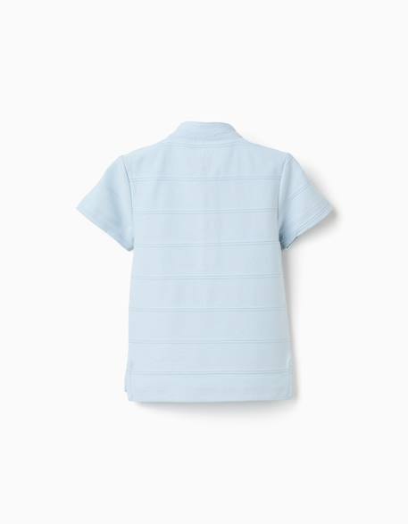 Polo en coton avec lignes en relief et col mao Bleu clair 2 - vertbaudet enfant 