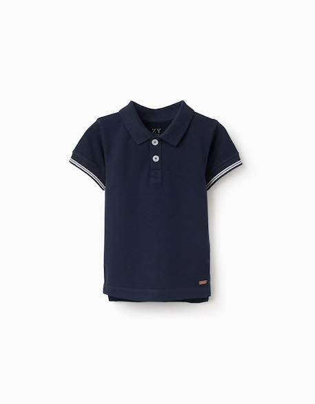 Bébé-T-shirt, sous-pull-Polo en piqué de coton à manches à rayures