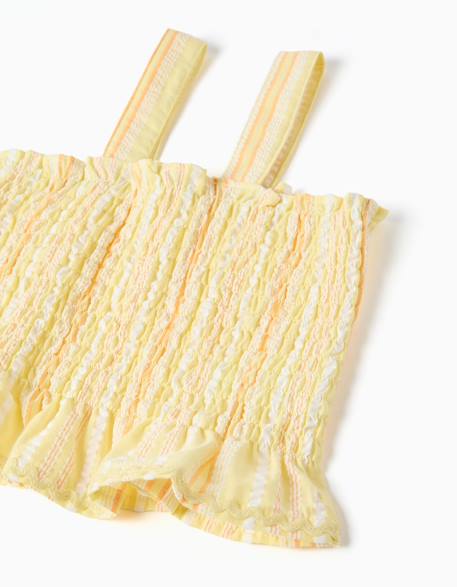 Blouse sans manches à rayures et élastique Jaune clair 3 - vertbaudet enfant 