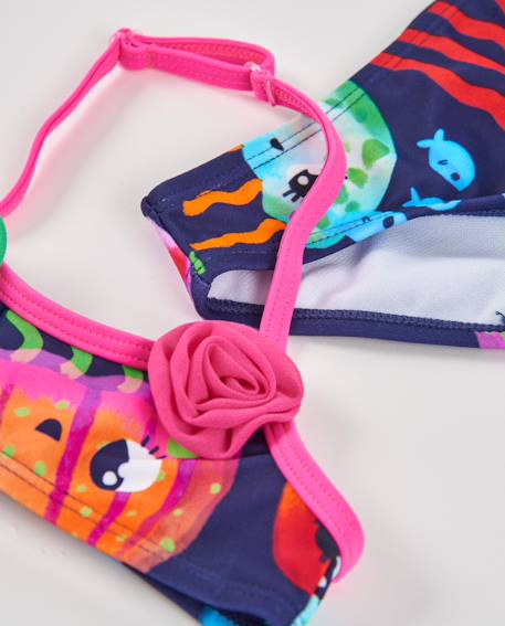 Bikini fille en maille avec fleurs appliquées Bleu 5 - vertbaudet enfant 