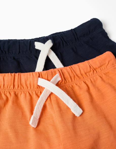 Pack de 2 shorts en coton avec cordon de serrage Orange sombre 3 - vertbaudet enfant 