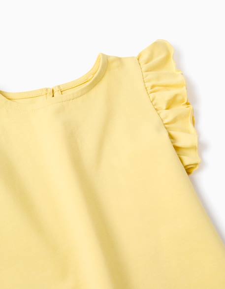 T-shirt avec manches à volants et col rond Beige clair+Corail clair+Jaune clair+Vert clair 9 - vertbaudet enfant 