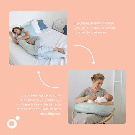 Coussin de grossesse et d'allaitement buddy Cloudy kaki+Pêche 6 - vertbaudet enfant 