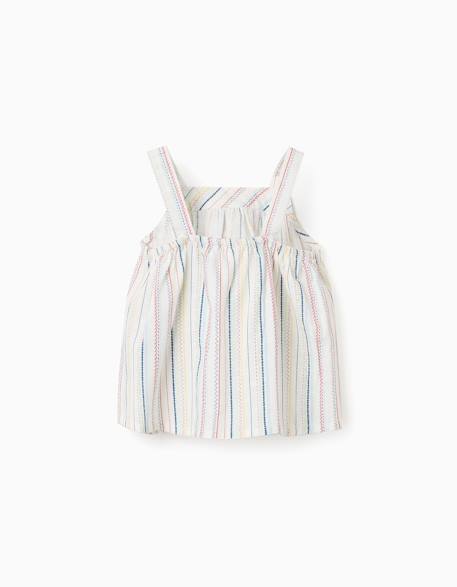 Blouse sans manches en coton à rayures ethniques b&s Blanc 2 - vertbaudet enfant 