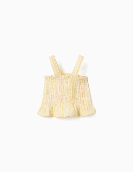 Blouse sans manches à rayures et élastique Jaune clair 2 - vertbaudet enfant 
