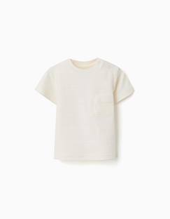 -T-shirt en coton avec lignes en relief et poche