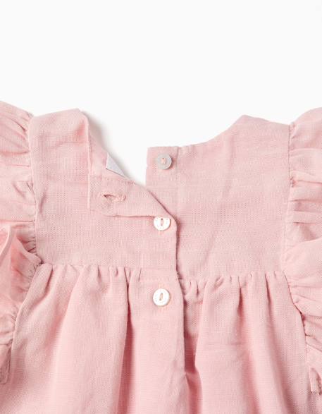Robe et bloomer en coton et lin Rose clair 4 - vertbaudet enfant 