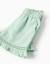 Short en coton et lin avec ourlet à volants Vert clair 4 - vertbaudet enfant 