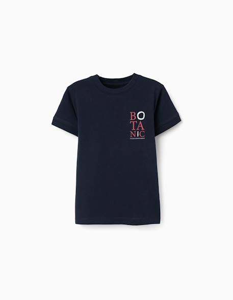T-shirt en coton avec imprimé botanic Blanc+Bleu foncé 5 - vertbaudet enfant 