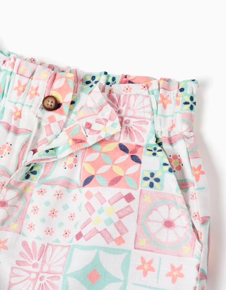 Short en coton avec motif mosaïque Blanc 3 - vertbaudet enfant 