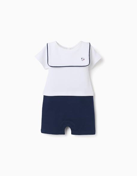 Combishort en coton piqué avec mickey Bleu foncé 1 - vertbaudet enfant 