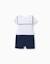 Combishort en coton piqué avec mickey Bleu foncé 1 - vertbaudet enfant 