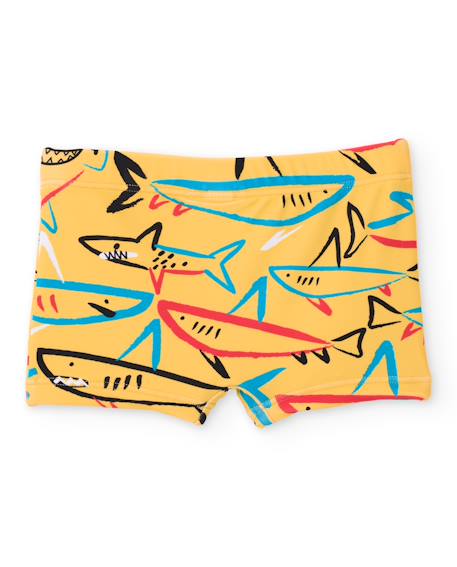 Maillot de bain pour garçon en maille avec imprimé requins Jaune 2 - vertbaudet enfant 