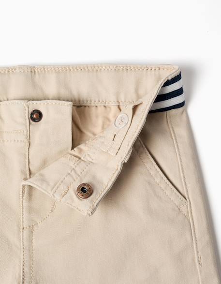 Short chino en sergé avec bande à rayures Beige clair+Bleu foncé 3 - vertbaudet enfant 