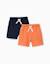 Pack de 2 shorts en coton avec cordon de serrage Orange sombre 1 - vertbaudet enfant 