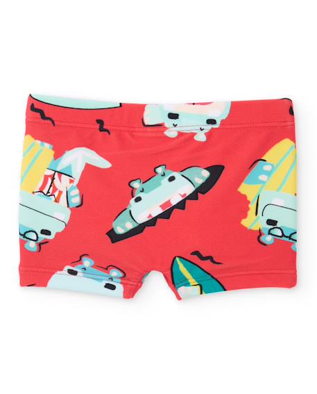 Maillot de bain garçon en maille avec imprimé estival Rouge 2 - vertbaudet enfant 