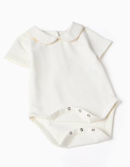 Body en coton + barboteuse à carreaux b&s Blanc 4 - vertbaudet enfant 