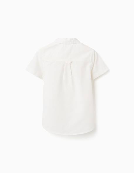 Chemise à manches courtes en lin et coton Blanc+Bleu clair 2 - vertbaudet enfant 