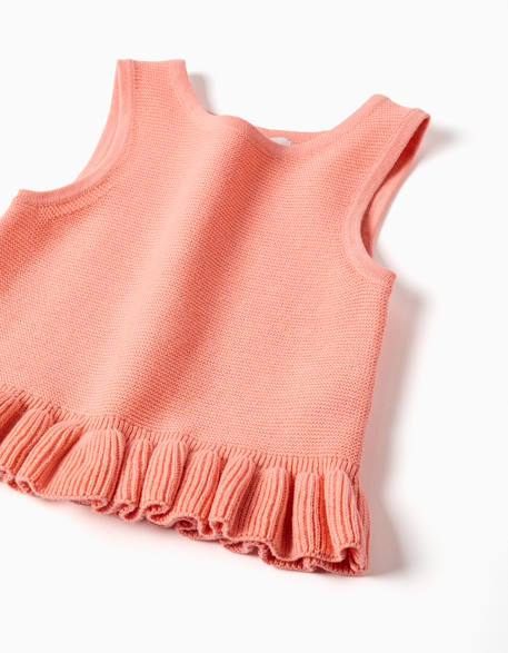 Débardeur en maille avec volants Corail clair 3 - vertbaudet enfant 