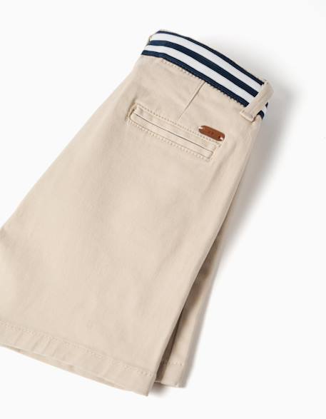 Short chino en sergé avec bande à rayures Beige clair+Bleu foncé 4 - vertbaudet enfant 