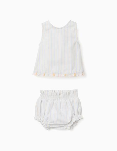 Blouse en coton à rayures + bloomer b&s Bleu clair 1 - vertbaudet enfant 