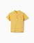 T-shirt en coton avec col mao et poche Bleu foncé+Jaune foncé 4 - vertbaudet enfant 