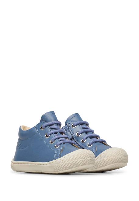 Chaussures premiers pas en cuir avec fermeture éclair cocoon zip Bleu-+Marron- 2 - vertbaudet enfant 