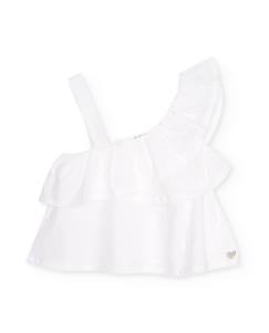 Blouse pour fille en toile au design asymétrique avec volant  - vertbaudet enfant
