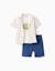 Ensemble 3 pièces à manches courtes en coton Beige clair 1 - vertbaudet enfant 