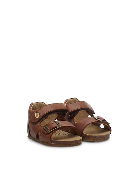 Sandales en cuir avec boucle et scratch bea Beige-+Bleu-+Gris-+Jaune-+Marine-+Marron-+Orange-+Rose-+Rouge- 27 - vertbaudet enfant 