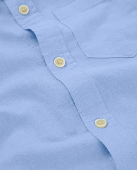 Chemise garçon en tissu tissé avec manches à pattes de retroussage Bleu 4 - vertbaudet enfant 