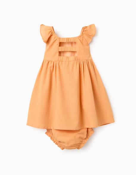 Robe en coton avec volants et doublure Jaune foncé 2 - vertbaudet enfant 