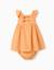 Robe en coton avec volants et doublure Jaune foncé 2 - vertbaudet enfant 