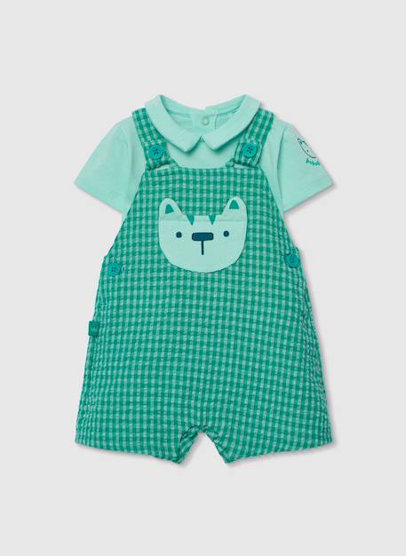 Bébé-Ensemble pour bébé avec salopette et t-shirt en coton à carreaux
