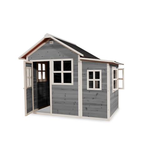 Maisonnette en bois fsc modulable loft 150 Gris+Rouge 2 - vertbaudet enfant 