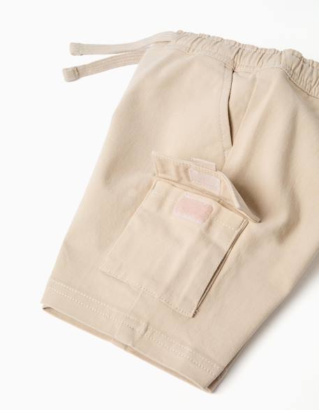 Short long cargo en sergé avec cordon de serrage Beige clair+Marrón 4 - vertbaudet enfant 