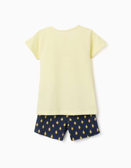 Pyjama en coton à manches courtes avec imprimés titi Jaune clair 3 - vertbaudet enfant 