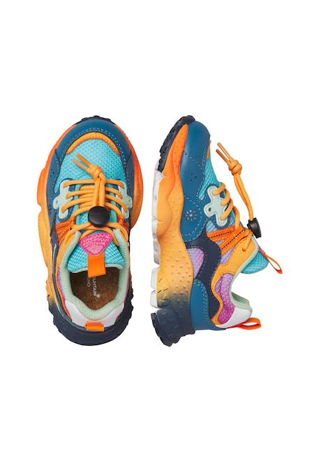 Sneakers en simili cuir et tissu technique yamano 3 junior. Marine-orange 4 - vertbaudet enfant 