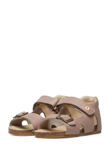 Sandales en cuir avec boucle et scratch bea Beige-+Bleu-+Gris-+Jaune-+Marine-+Marron-+Orange-+Rose-+Rouge- 5 - vertbaudet enfant 