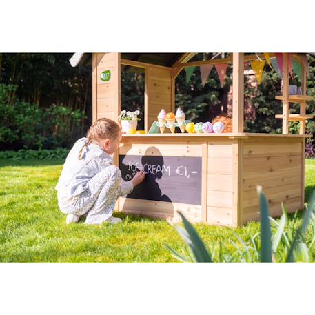 Maisonnette en bois fsc roue jeux de rôle hika Naturel 3 - vertbaudet enfant 