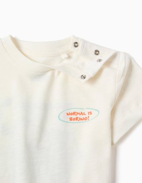 T-shirt en coton avec imprimé éléphant Beige clair 3 - vertbaudet enfant 