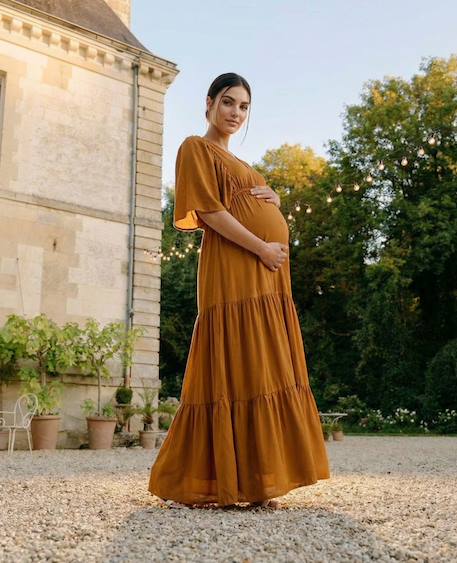Robe de grossesse et d'allaitement claudette Camel+Petunia 1 - vertbaudet enfant 