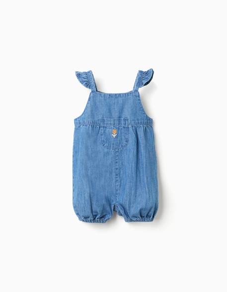 Bébé-Salopette, combinaison-Combinaison en jean sans manches avec fleur brodée