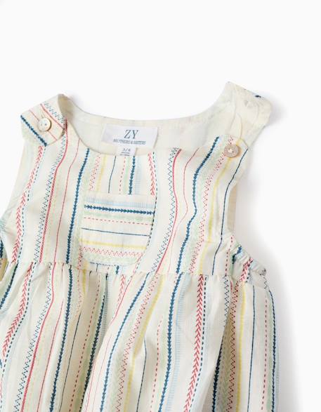 Barboteuse en coton à rayures ethniques b&s Blanc 3 - vertbaudet enfant 