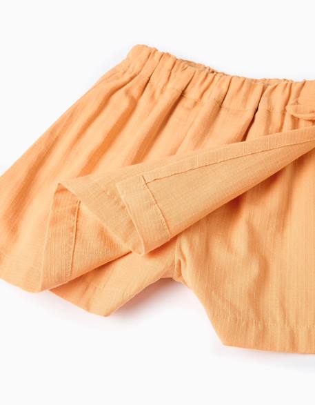 Jupe-short en coton avec nœud décoratif Jaune foncé 4 - vertbaudet enfant 
