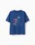 T-shirt en coton avec imprimé time never stops Bleu foncé 1 - vertbaudet enfant 
