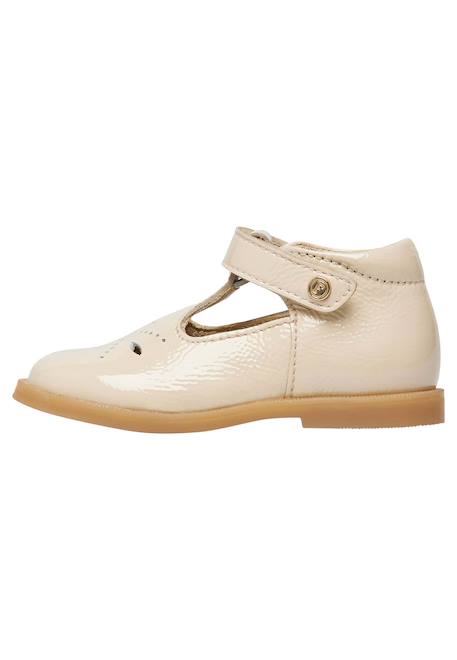 Ballerines en cuir vernis maluku Blanc crème- 3 - vertbaudet enfant 