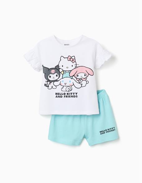 Pyjama à manches courtes en coton avec imprimé hello kitty Blanc 1 - vertbaudet enfant 